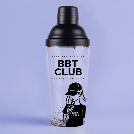 Bubble Tea Club 500ml Glass Cup + Shaker (2-in-1)